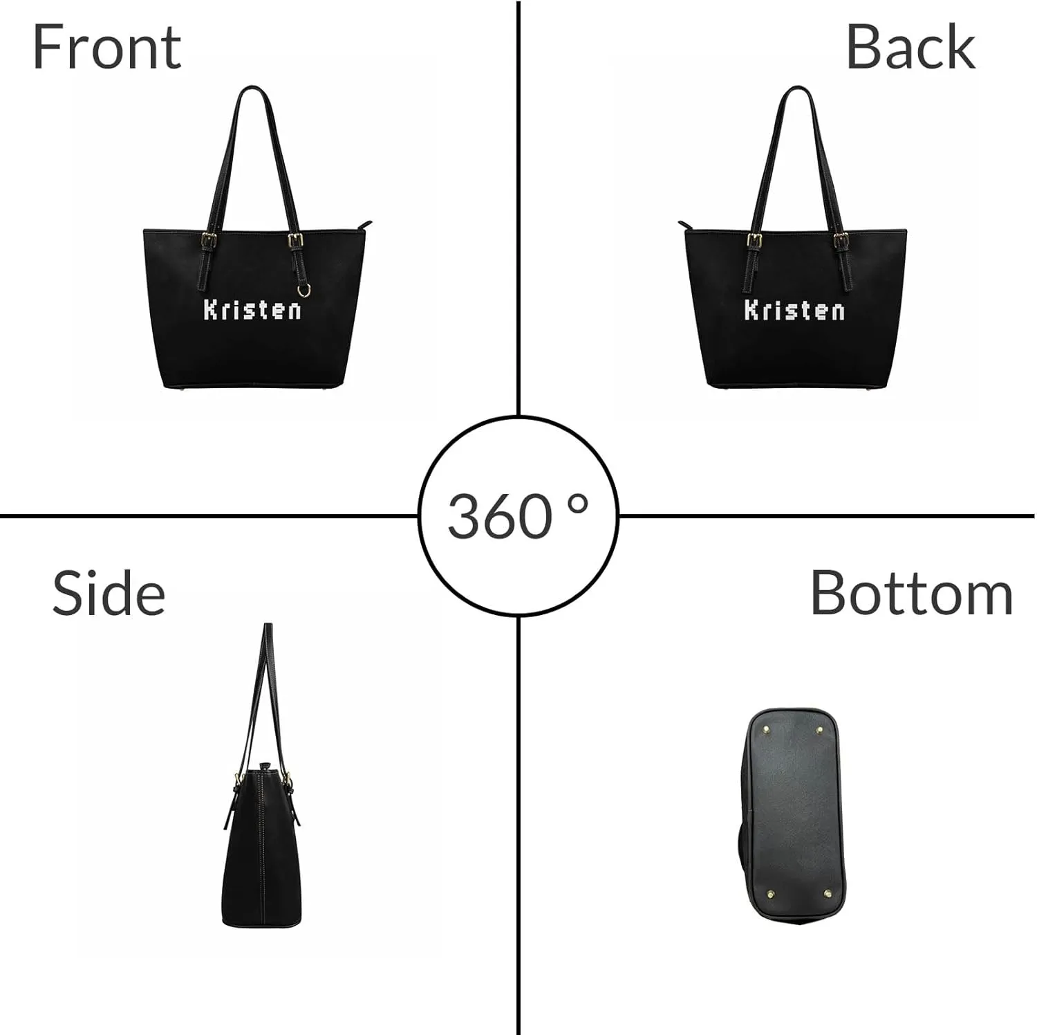 DIYKST Personalized Custom Tote Bag for Women PU Leather with Logo Photo Text Gift Shoulder Bag Handbag for Shopping Work