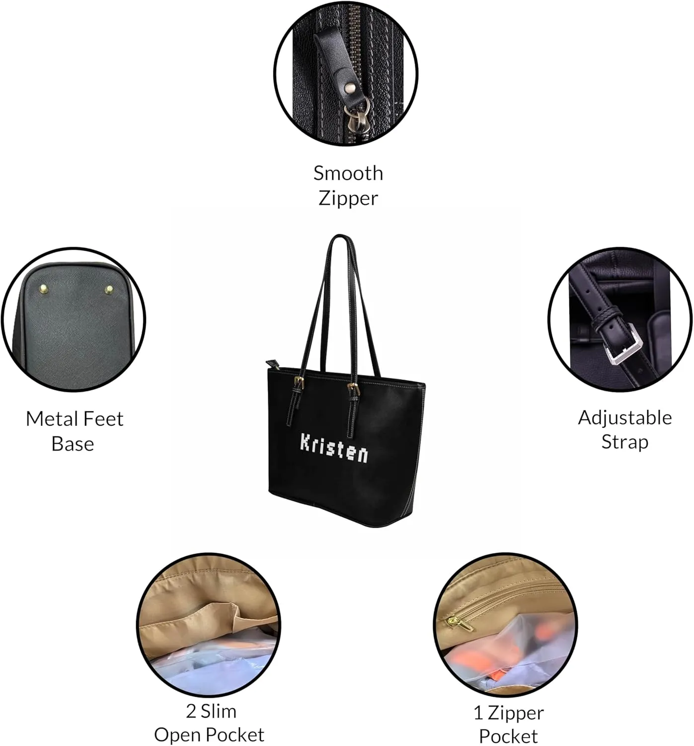 DIYKST Personalized Custom Tote Bag for Women PU Leather with Logo Photo Text Gift Shoulder Bag Handbag for Shopping Work