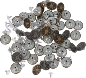 DOITOOL 50 Sets Jeans Iron Buttons Vintage Clothing Modification Kit for Pants Coats and Accessories Buttons with Box for Trousers Bags and More