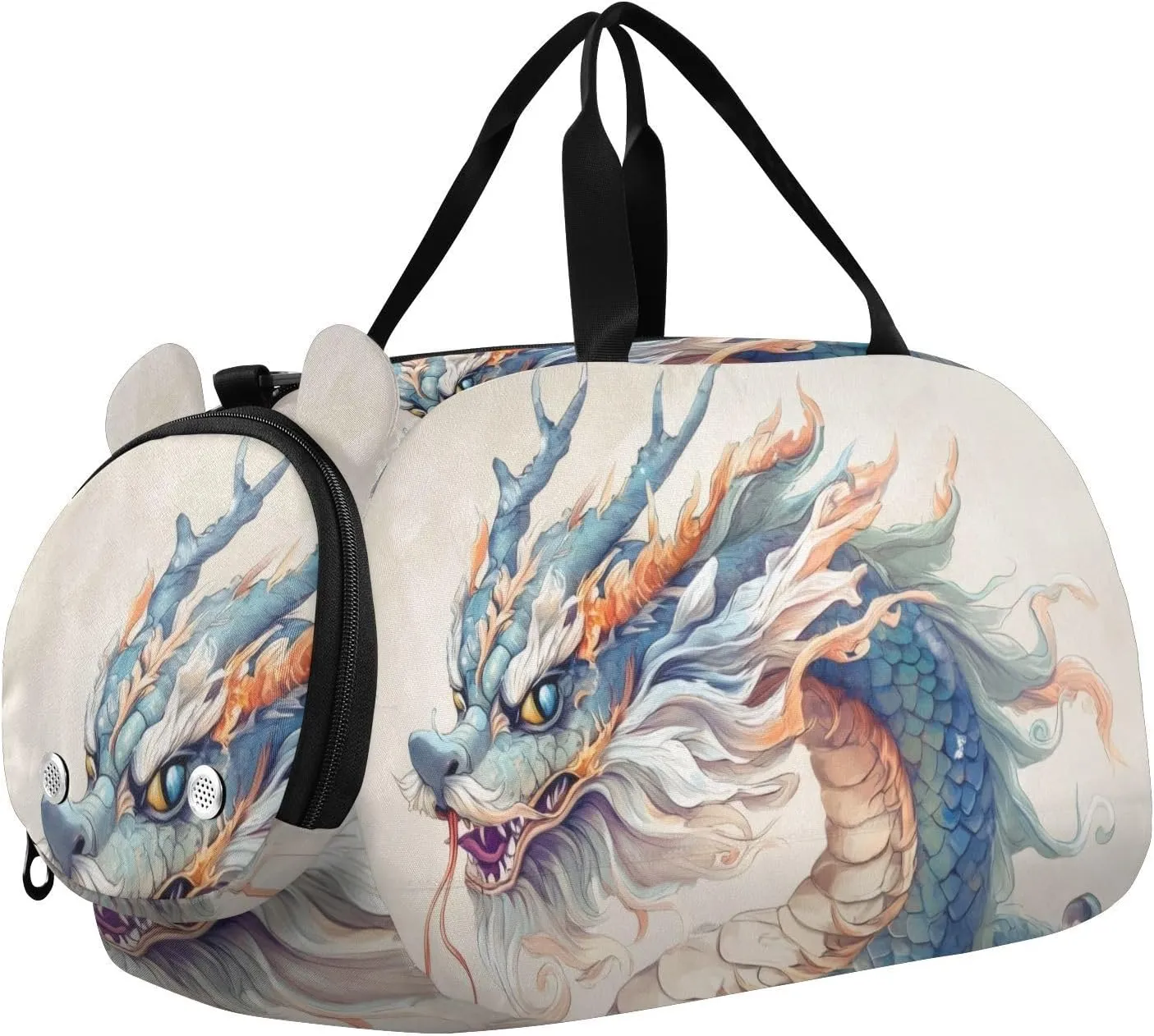 Dragon Duffle Bag for Girl, Sports Duffle Gym Bags with Shoe Compartment, Personalized Overnight Bag Travel Weekender for Kids