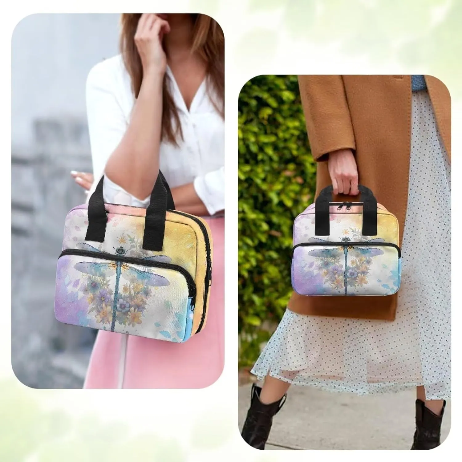 Dragonfly Bible Cover Case for Women Girls Portable Womens Bible Case with Handle Classic Bible Holder Stylish Bible Study Accessories Supplies