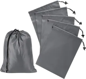 Drawstring Bag with Toggle - Nylon Cinch and Ditty Pouch (Gray, 9 x 12 Inch)