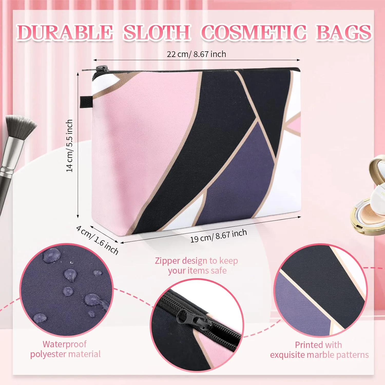 Dunzy 20 Pcs Makeup Bags Bulk Graduation Gift Cosmetic Bag Makeup with Zipper Pouch Waterproof Portable Travel Toiletry for Women Teacher Birthday Thanksgiving Christmas Gifts(Marble)