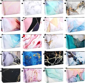Dunzy 20 Pcs Makeup Bags Bulk Graduation Gift Cosmetic Bag Makeup with Zipper Pouch Waterproof Portable Travel Toiletry for Women Teacher Birthday Thanksgiving Christmas Gifts(Marble)
