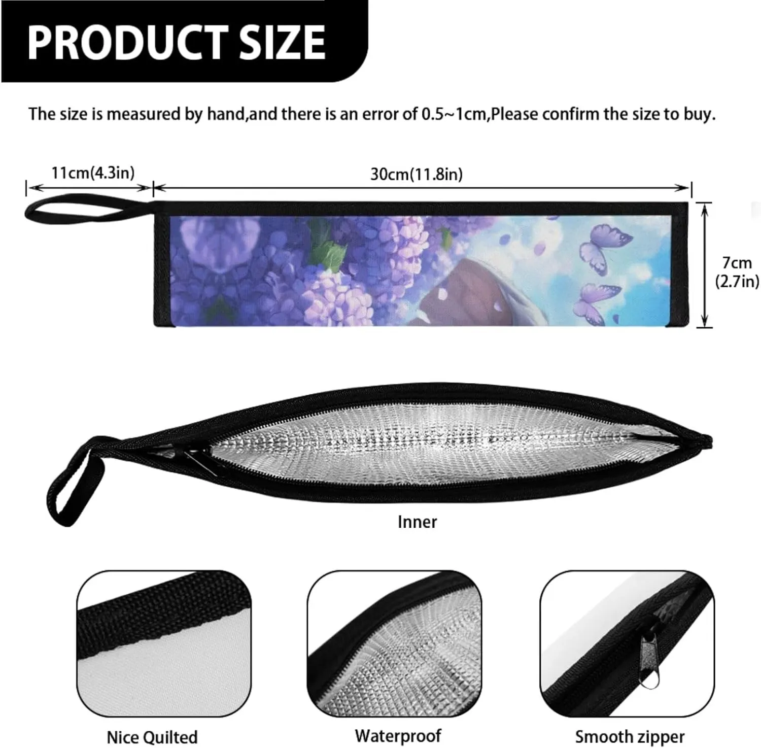 Elephant Hydrangea Lunch Bag Kids Small Crossbody Lunch Tote with Adjustable Strap Soft Tableware Box for Spoon Fork 2 Pcs Lunch Box Bag for School