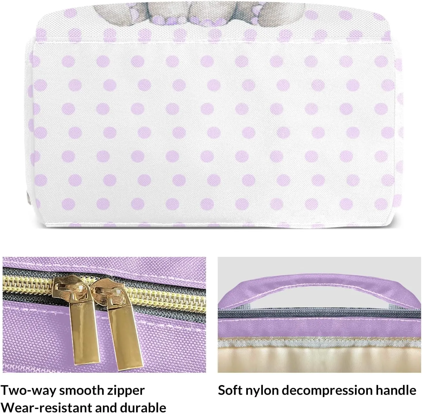 Elephant White Purple Personalized Diaper Bags Waterproof Backpack Shoulder Daypack for Mother's Day Gifts
