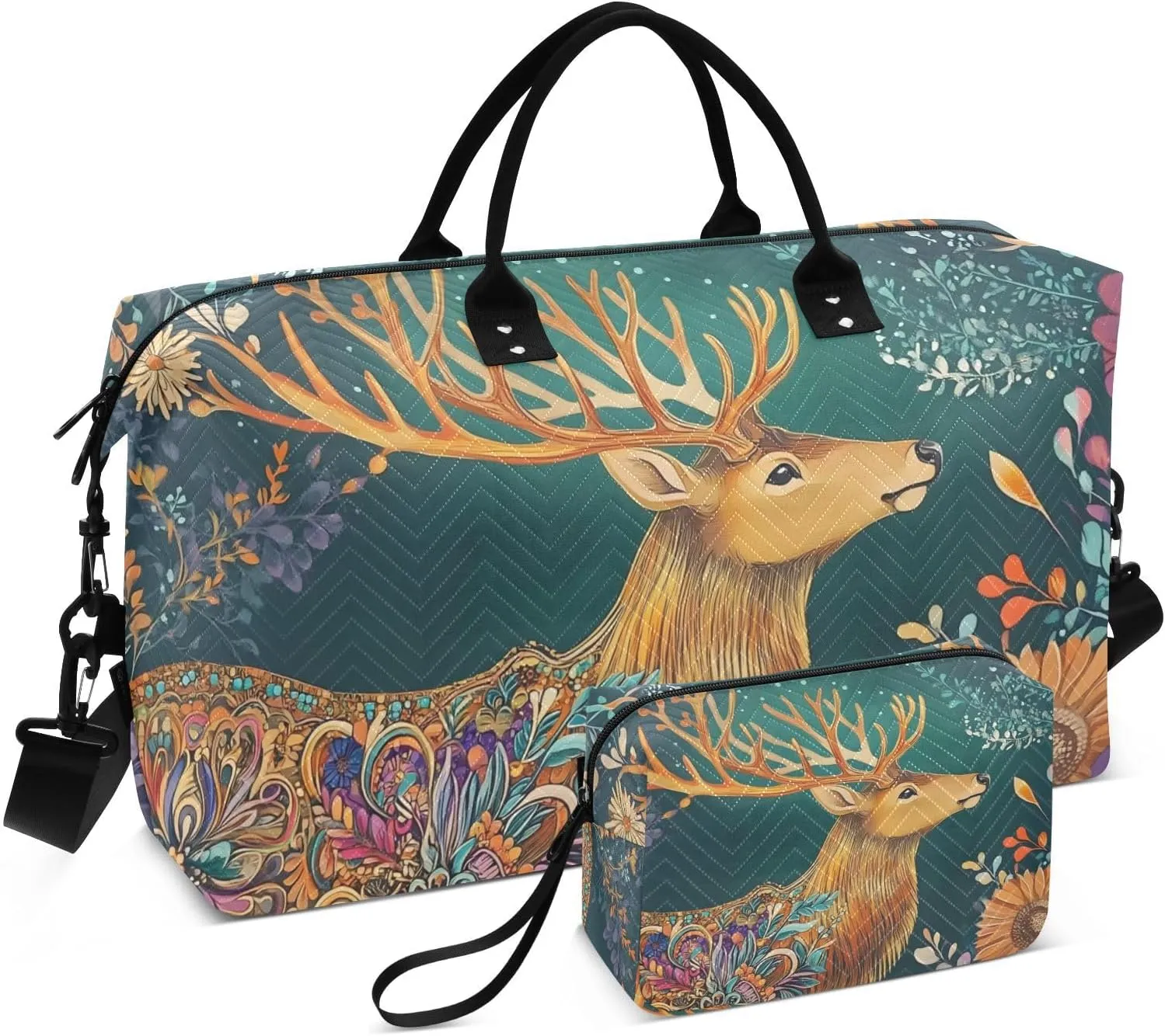 Elk Florals Closeup Travel Duffel Bag, Gym Bags with Multiple Interior Pockets for Men Women Toiletry Purse Included 20.5”x 1.9” x 13.8”