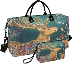 Elk Florals Closeup Travel Duffel Bag, Gym Bags with Multiple Interior Pockets for Men Women Toiletry Purse Included 20.5”x 1.9” x 13.8”