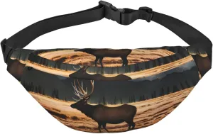 Elk in the meadow Large crossbody bag for travel and running, made of polyester, waterproof and soft fabric