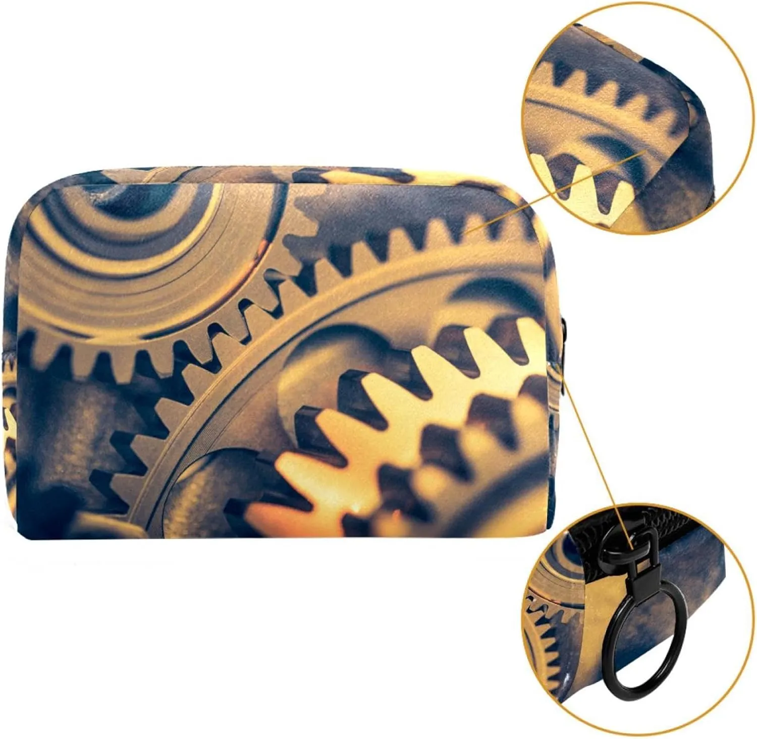 Engine Gears Wheels Small Makeup Bag for Purse, Portable Cosmetic Bag Zipper Makeup Pouch for Women, Stationery, Toiletries, Travel Accessories