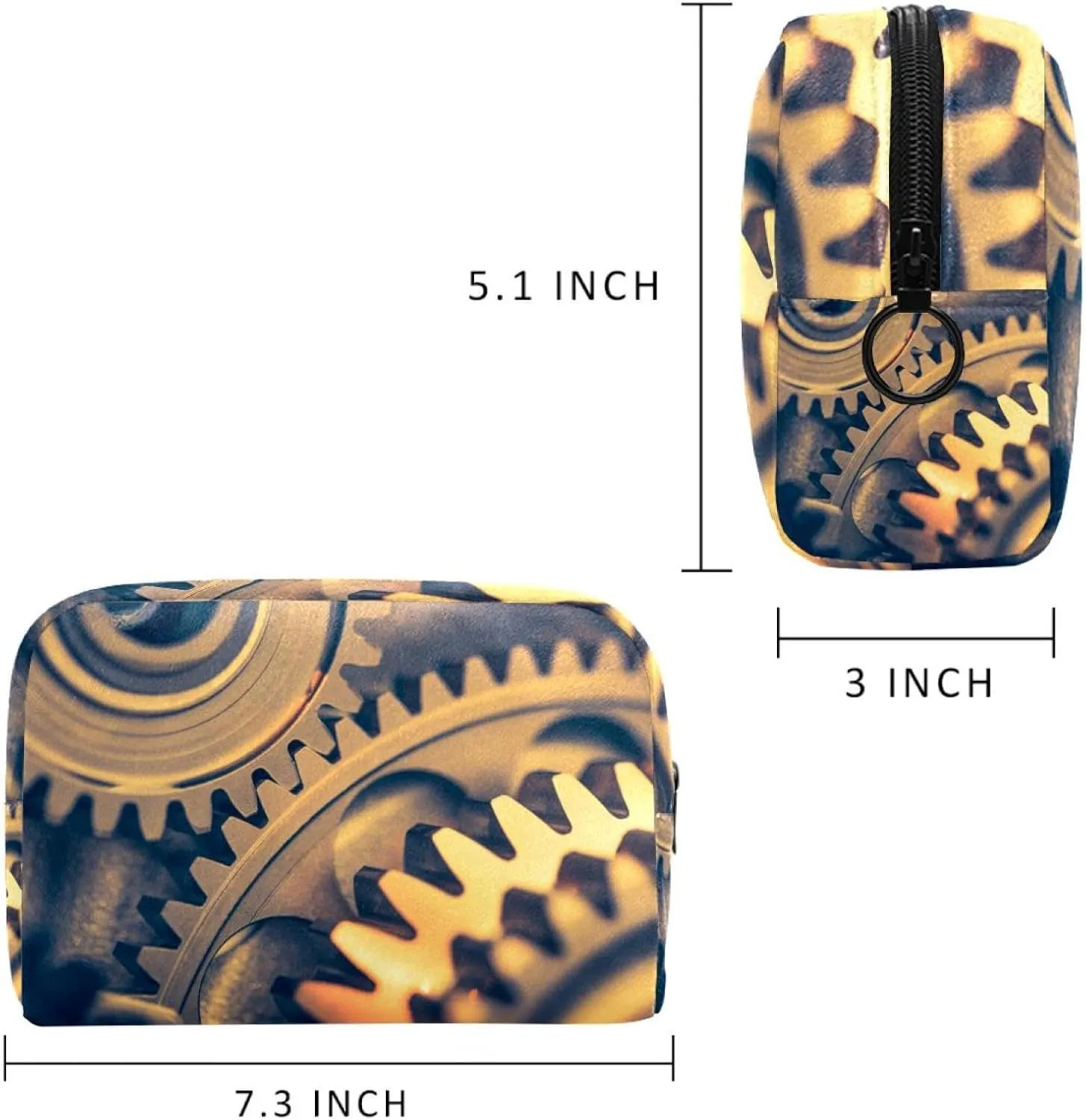 Engine Gears Wheels Small Makeup Bag for Purse, Portable Cosmetic Bag Zipper Makeup Pouch for Women, Stationery, Toiletries, Travel Accessories
