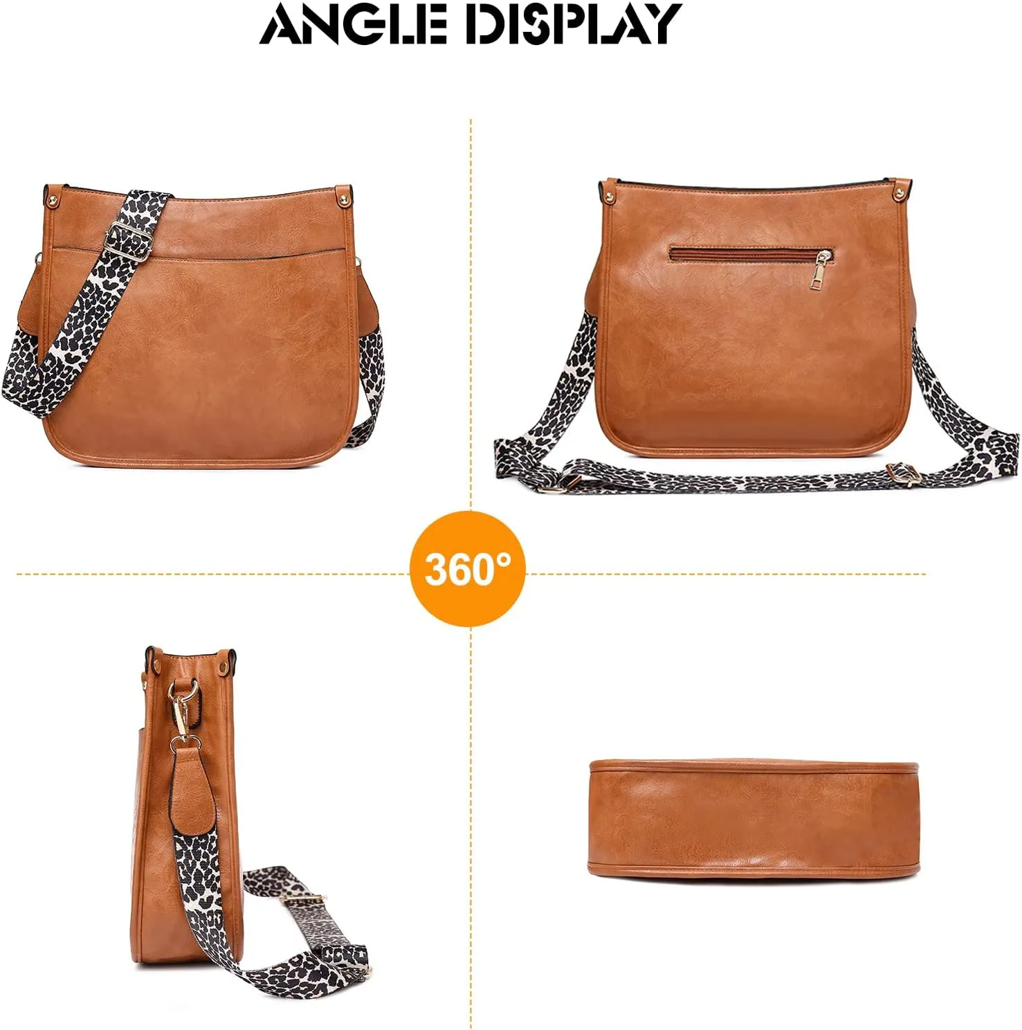 Ergocar Ladies Soft Leather Cross Body Bag, Waterproof Shoulder Bag with Adjustable Strap, Women's Cross-Body Bags