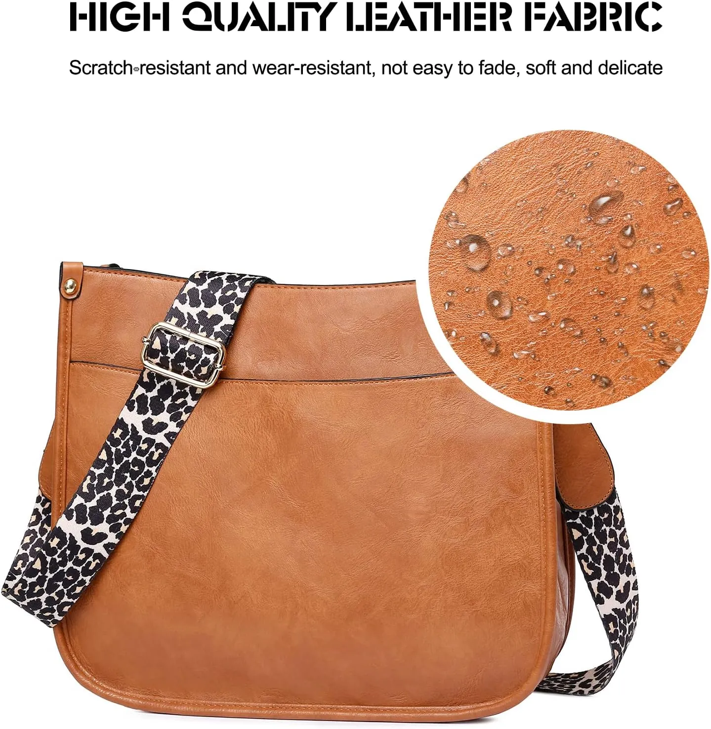 Ergocar Ladies Soft Leather Cross Body Bag, Waterproof Shoulder Bag with Adjustable Strap, Women's Cross-Body Bags