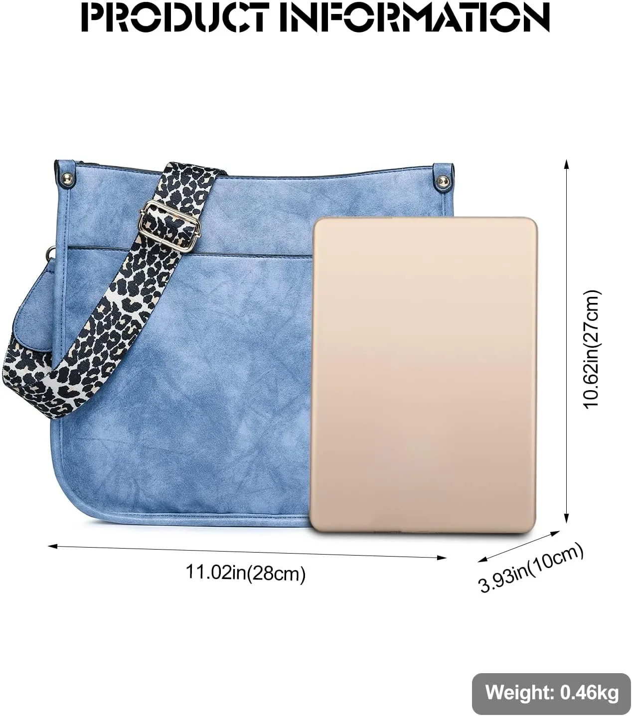 Ergocar Ladies Soft Leather Cross Body Bag, Waterproof Shoulder Bag with Adjustable Strap, Women's Cross-Body Bags
