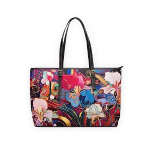 Ethereal Irises PU Leather Shoulder Bag