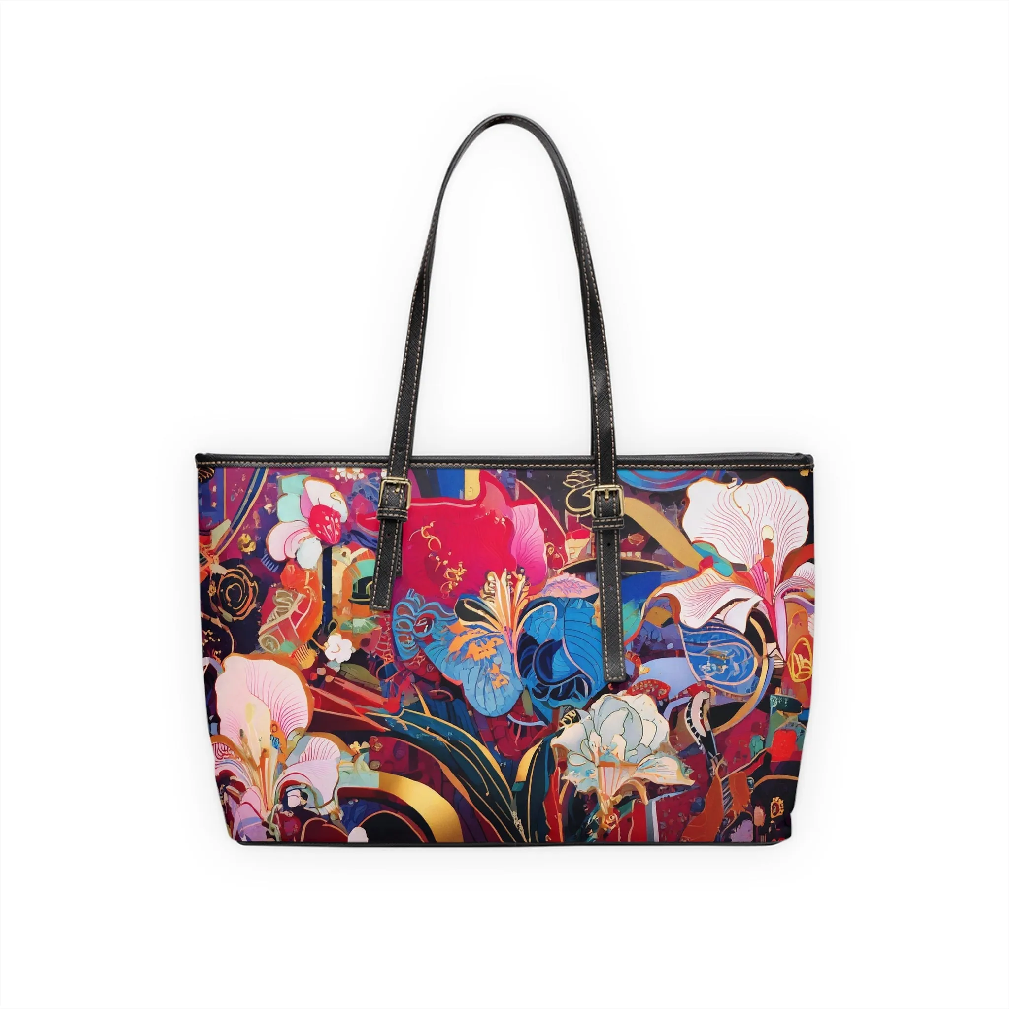 Ethereal Irises PU Leather Shoulder Bag