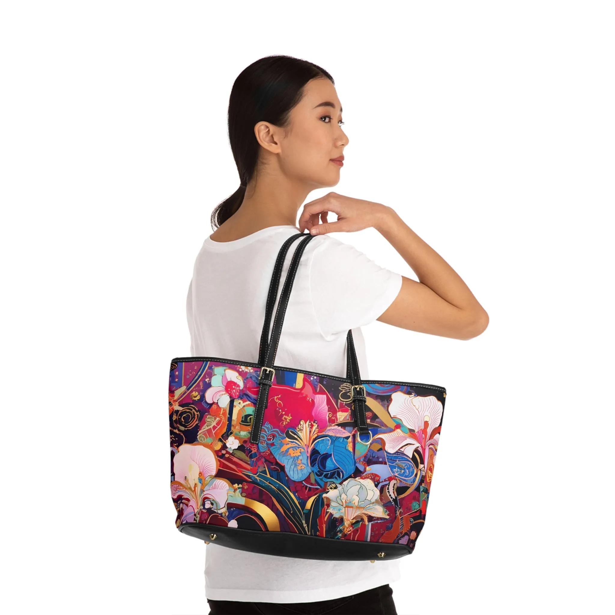 Ethereal Irises PU Leather Shoulder Bag