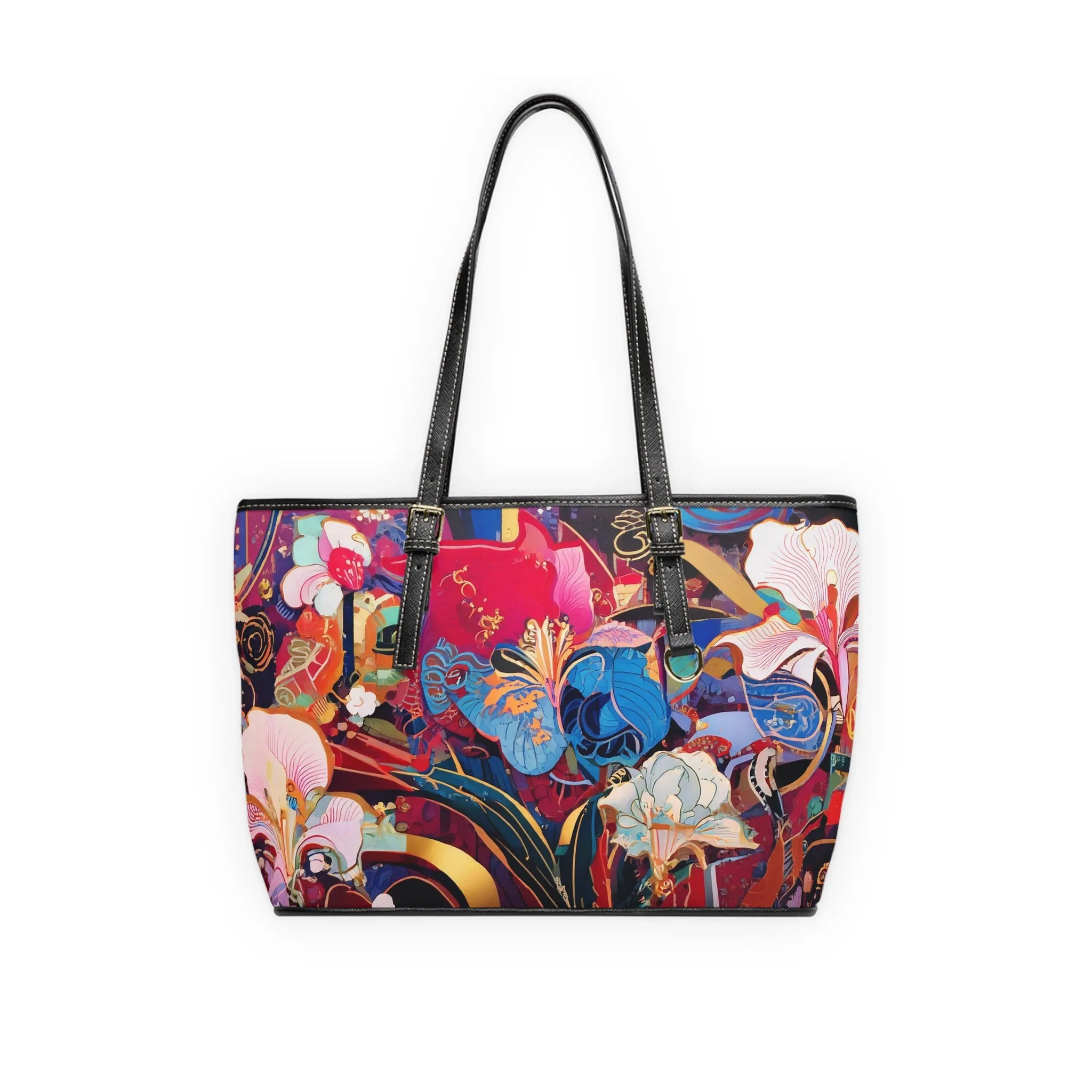 Ethereal Irises PU Leather Shoulder Bag