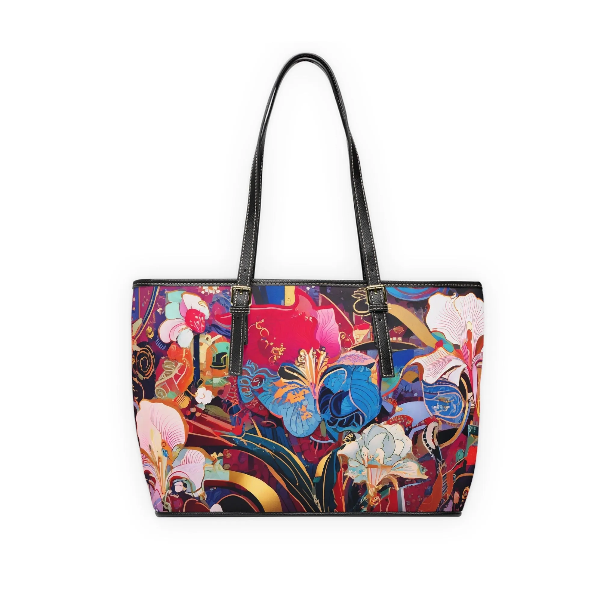 Ethereal Irises PU Leather Shoulder Bag