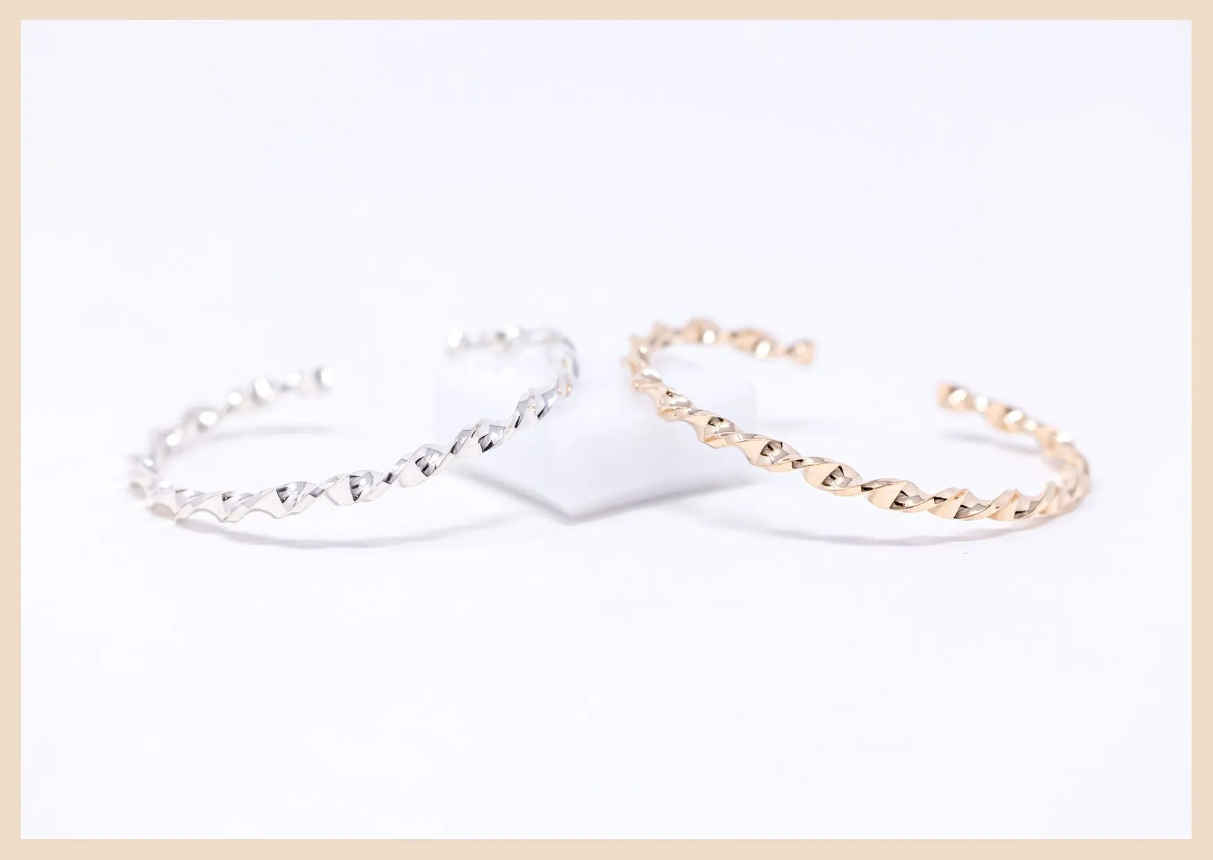 Ethereal Twist Gold Bangle Cuff Bracelet