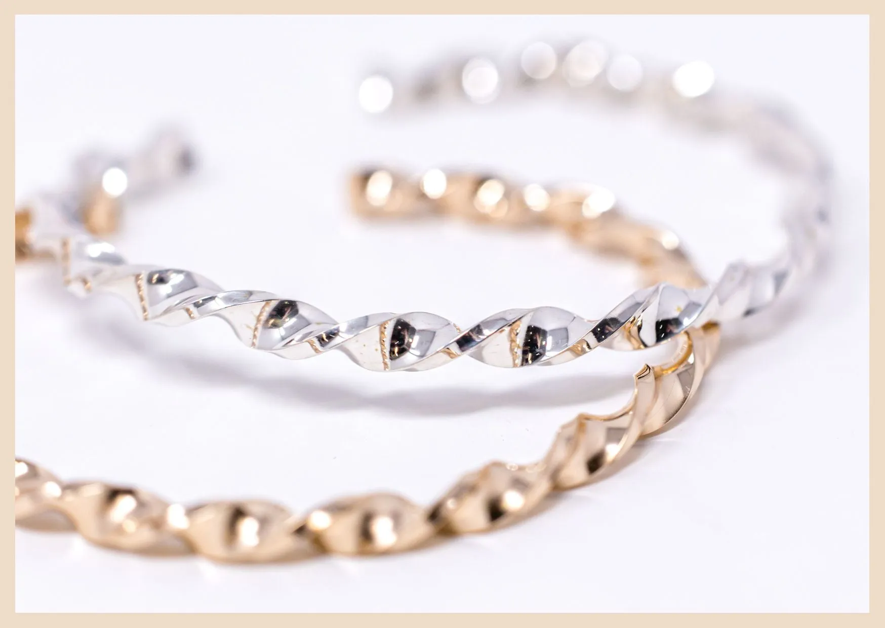 Ethereal Twist Gold Bangle Cuff Bracelet