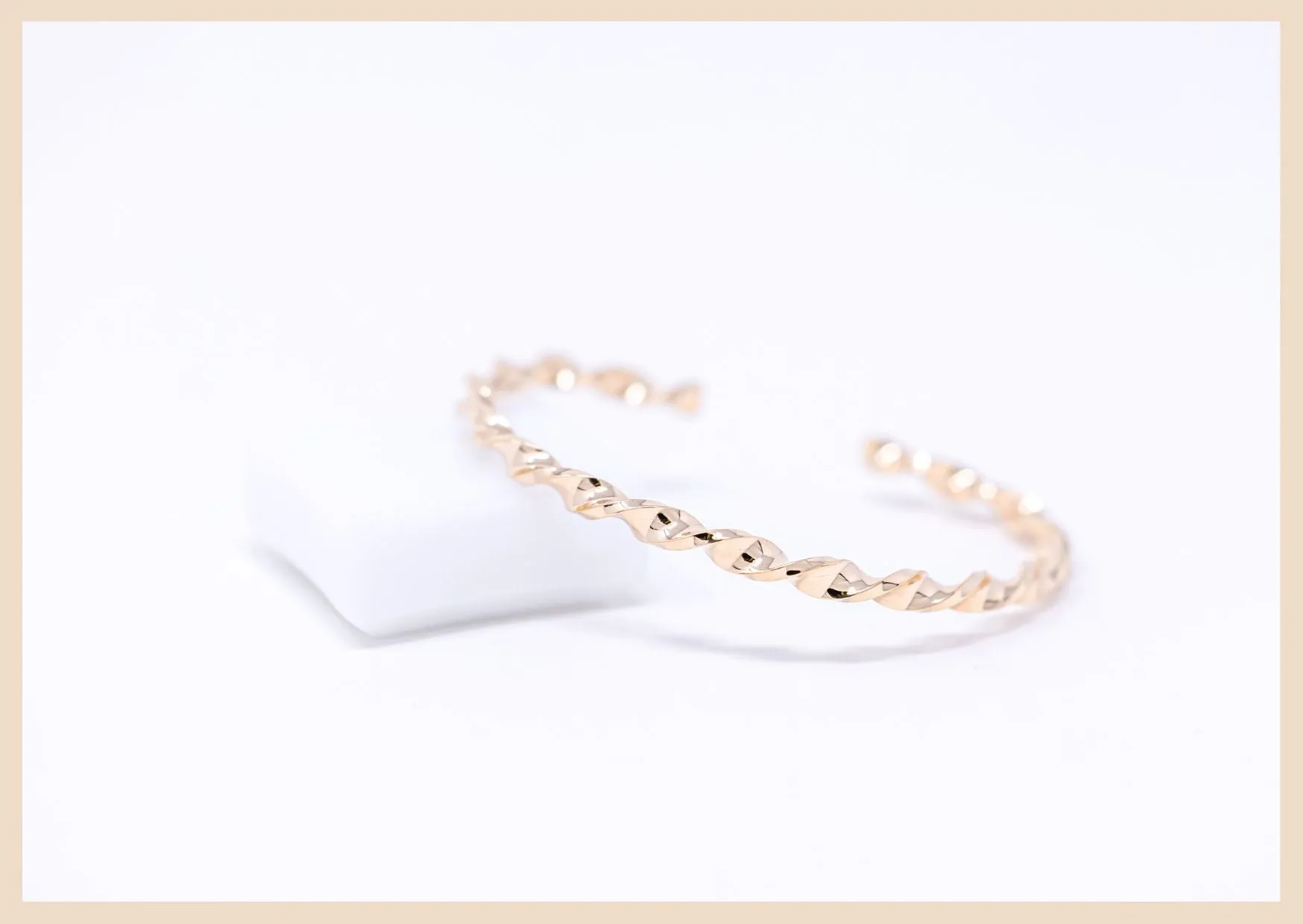 Ethereal Twist Gold Bangle Cuff Bracelet