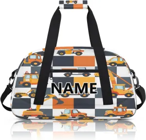 Excavator Mini Gym Bag 18 inch for Women Men Waterproof Custom Tractor Machinery Trucks Travel Duffel Bag Carry On Overnight Tote Nurse Bag for Work Fitness Hiking