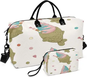 Exnundod Travel Duffel Bags Traditional Taiyaki Fish Ice Cream Sports Gym Bag Weekender Carry On Tote Overnight Luggage Bags for Women and Men