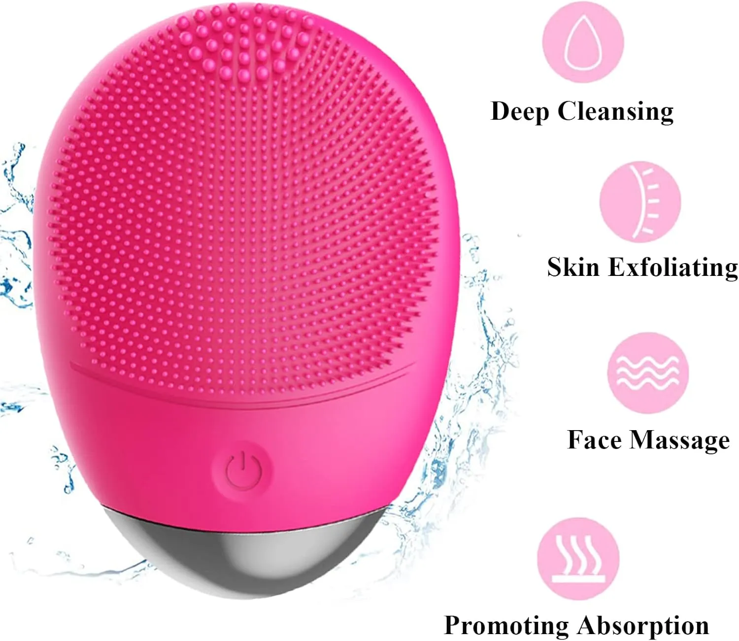 Facial Cleansing Brush, 3-in-1 Electric Soft Silicone Waterproof Face Scrubber, USB Rechargeable IPX7 Waterproof Sonic Vibrating Face Brush for Deep Cleansing, Gentle Exfoliating and Massaging