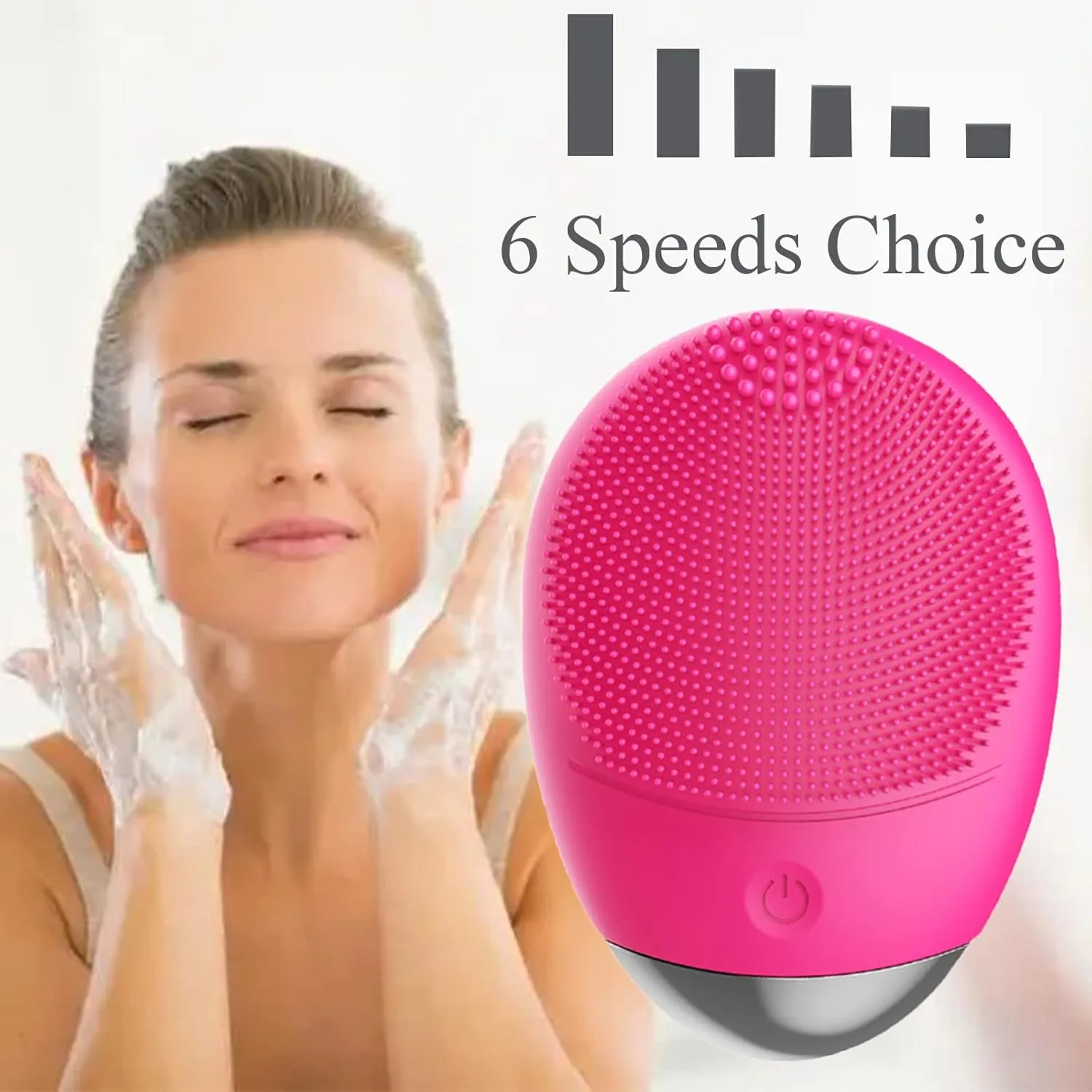 Facial Cleansing Brush, 3-in-1 Electric Soft Silicone Waterproof Face Scrubber, USB Rechargeable IPX7 Waterproof Sonic Vibrating Face Brush for Deep Cleansing, Gentle Exfoliating and Massaging