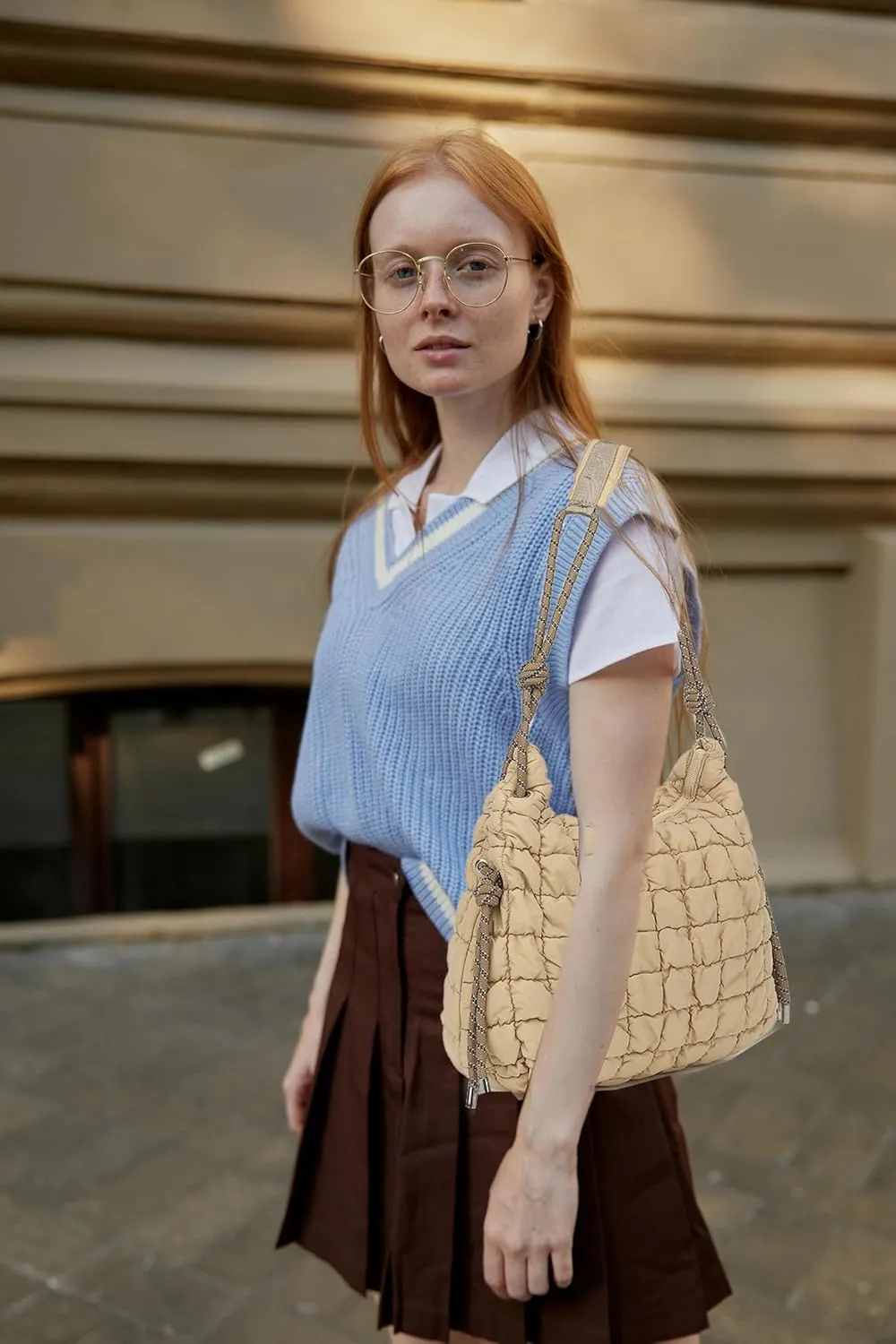 FAIME Puffer Tote Bag Quilted Crossbody Bags for Women Lightweight Puffy Tote Bag Carryall Shoulder Bag Puffer Purse