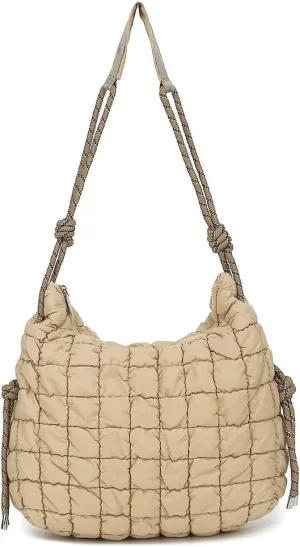 FAIME Puffer Tote Bag Quilted Crossbody Bags for Women Lightweight Puffy Tote Bag Carryall Shoulder Bag Puffer Purse