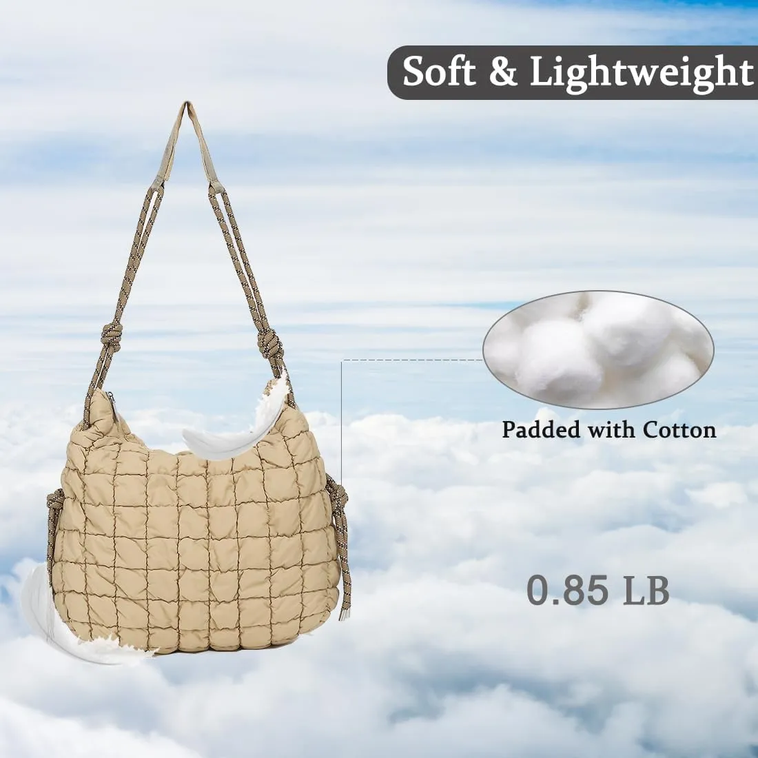 FAIME Puffer Tote Bag Quilted Crossbody Bags for Women Lightweight Puffy Tote Bag Carryall Shoulder Bag Puffer Purse
