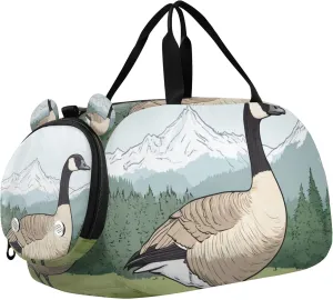 Farm Goose Duffle Bag for Toddler Girls Boys, Sports Gym Bag with Shoe Compartments, Kids Travel Overnight Weekender Shoulder Bag