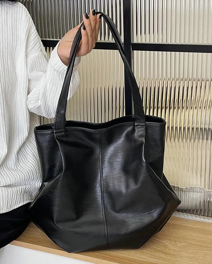 Fashion Tote Bags for Women Soft PU Leather Shoulder Bag Pleated Handbags Y2k Purses Large Top Handle Satchel