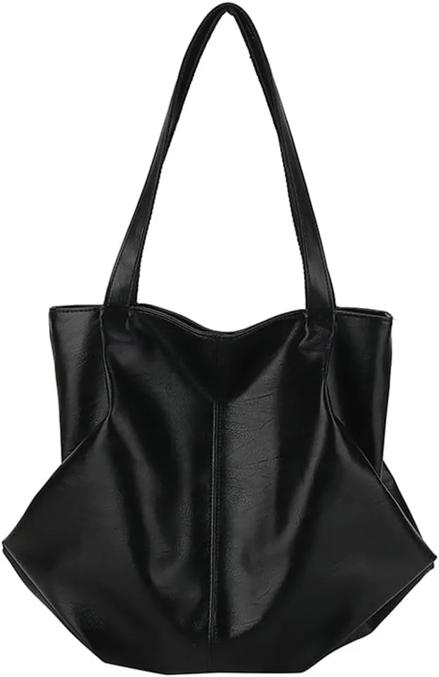 Fashion Tote Bags for Women Soft PU Leather Shoulder Bag Pleated Handbags Y2k Purses Large Top Handle Satchel