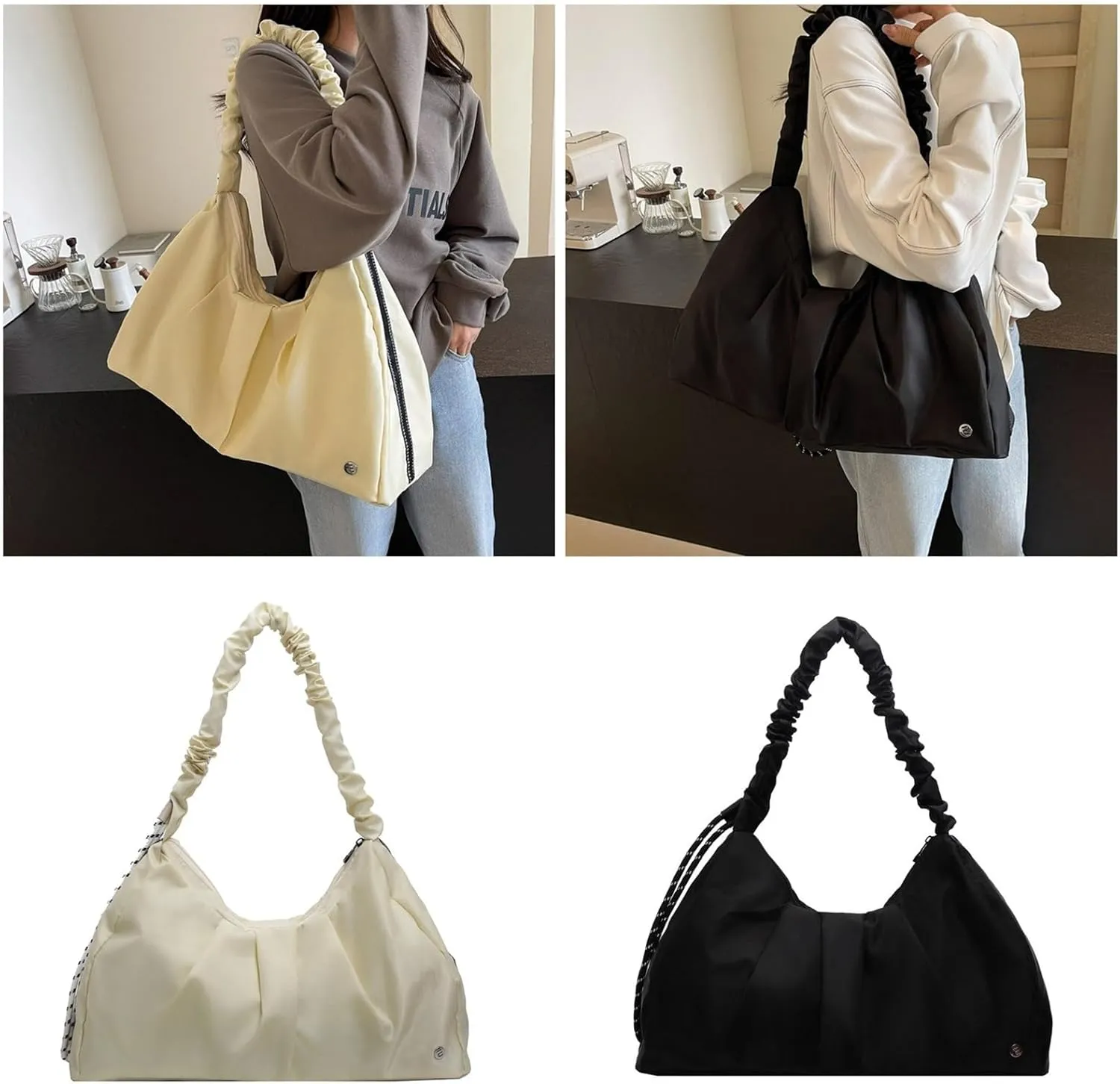 Fashionable Canvas Handbag Shoulder Bags with Large Capacity Casual Underarm Pack Satchel for Daily Use and Travel