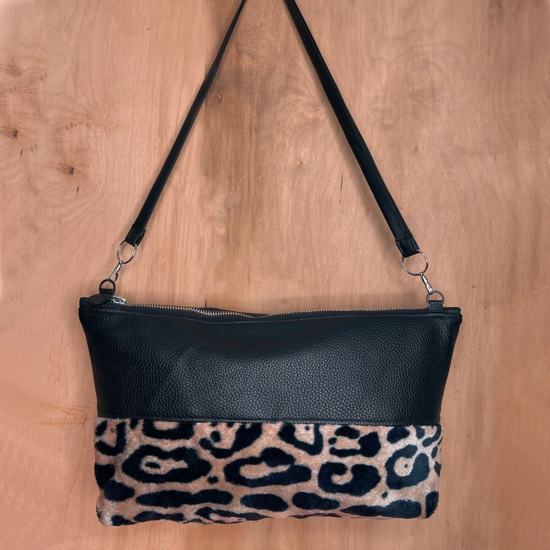 Faux Fur Cheetah, Vegan Leather, Purse