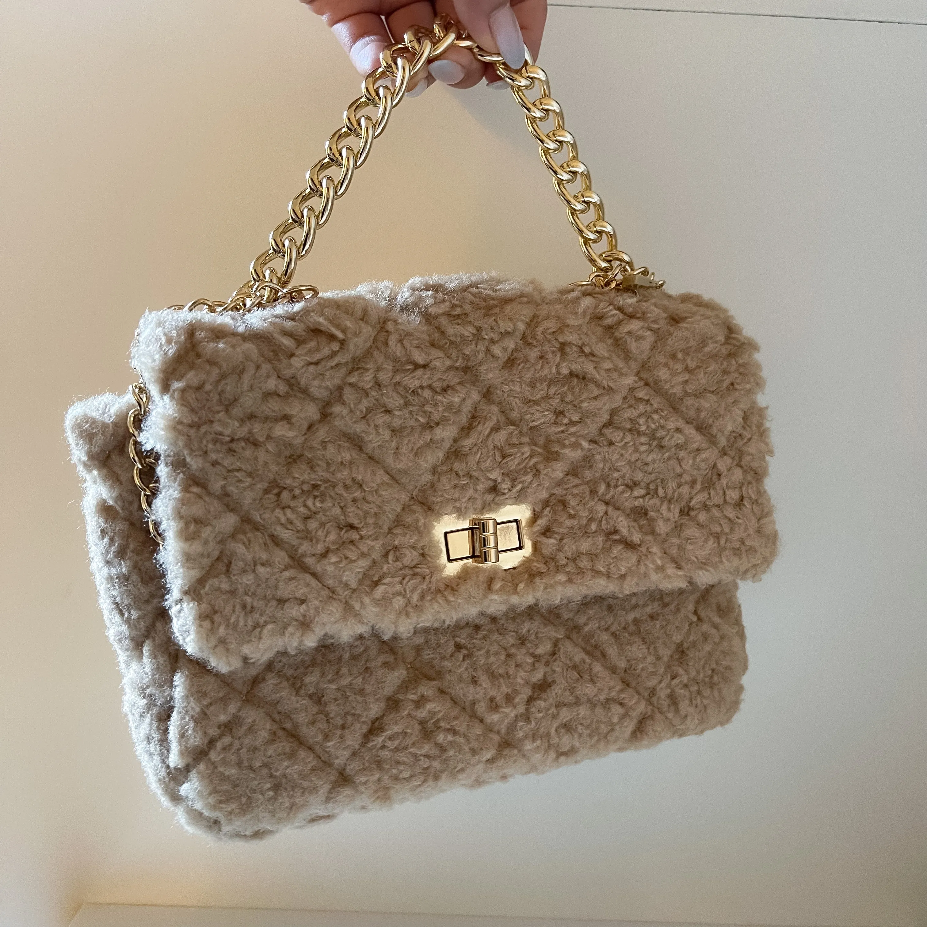Faux Fur Quilted Purse