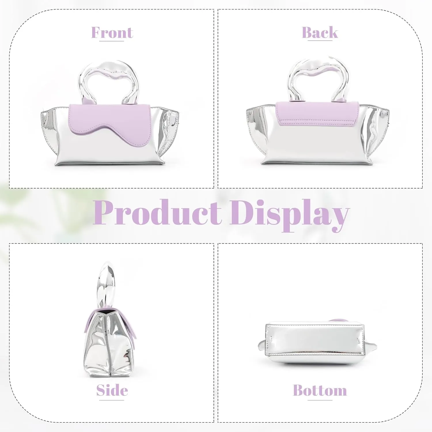 Fecialy Women Unique Silver Crossbody Bags Y2K Evening Bag Tote Handbag Satchel Bag Small Cute Shoulder Bags Hobo Purse