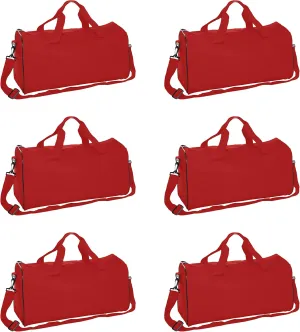 Fitness Duffle Bags Set of 6, Bulk Pack - Great for Everyday Use, Perfect for Travellers, Athletes, Fitness Fanatics - Red