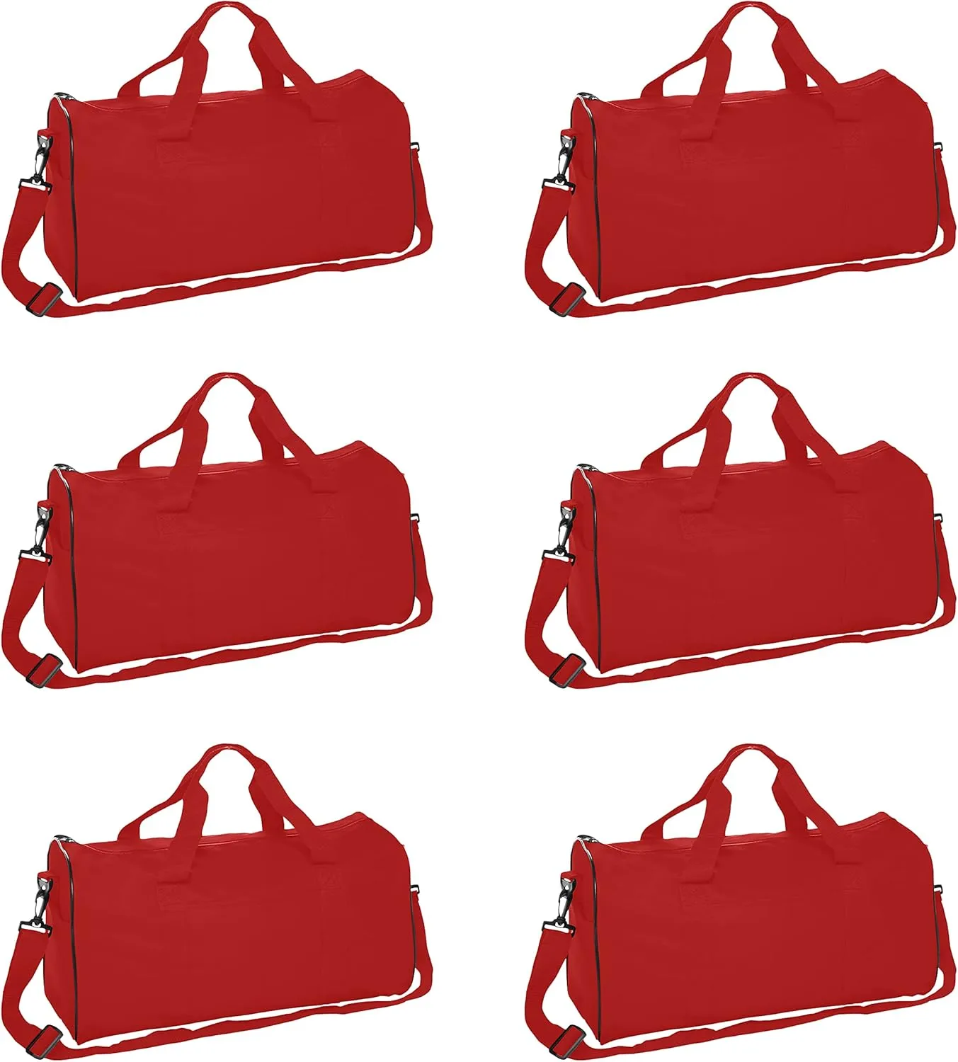 Fitness Duffle Bags Set of 6, Bulk Pack - Great for Everyday Use, Perfect for Travellers, Athletes, Fitness Fanatics - Red