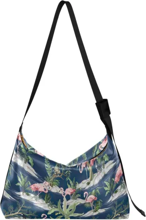 Flamingo Pink Flamingos Soft Leather Hobo Bags for Women Women's Large Purse Soft Animal Print Ladies Hobo Handbags