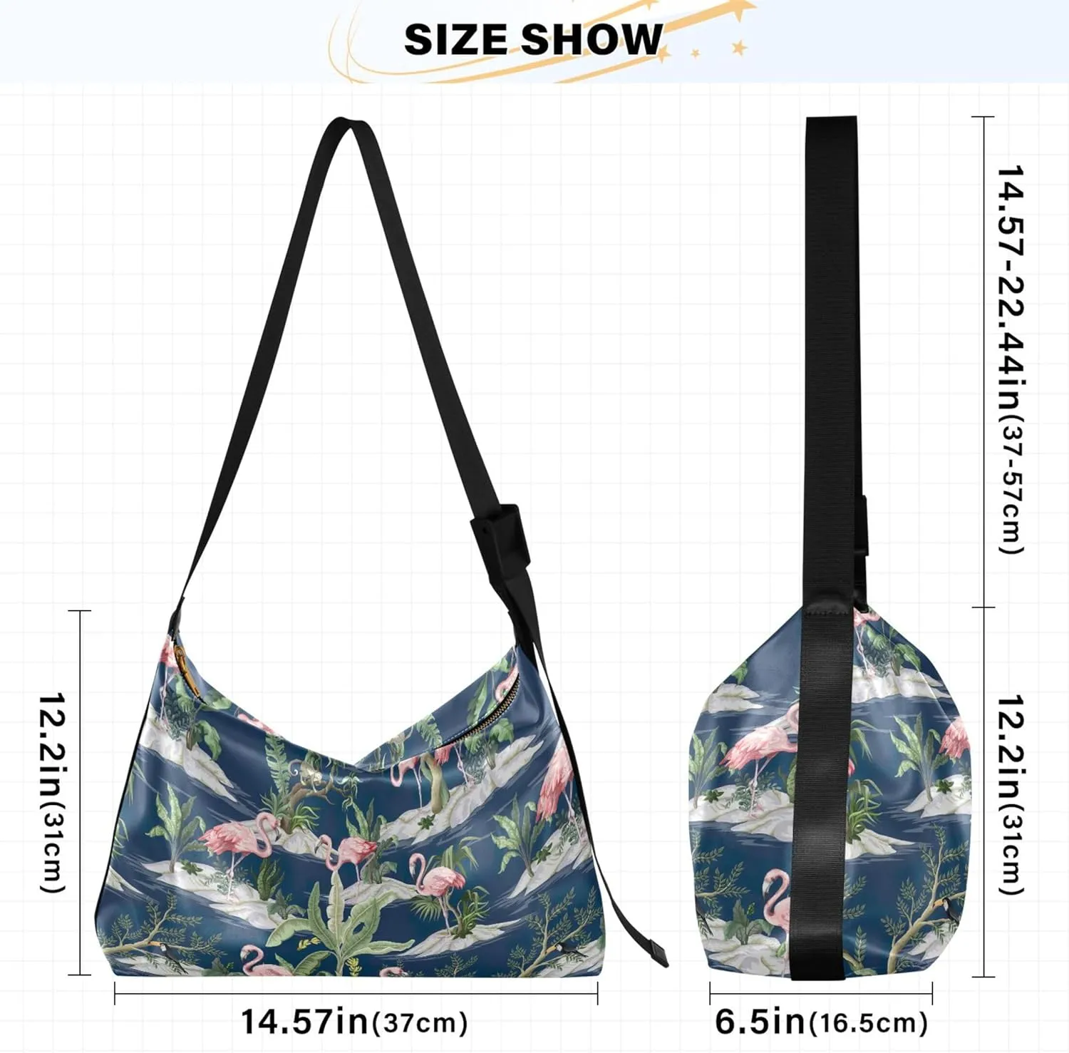 Flamingo Pink Flamingos Soft Leather Hobo Bags for Women Women's Large Purse Soft Animal Print Ladies Hobo Handbags