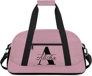 Flesh Pink Personalized Duffel Bag, Custom Travel Bag with Name, Initial Weekender Overnight Bag Monogram Sport Gym Bags for Women Men