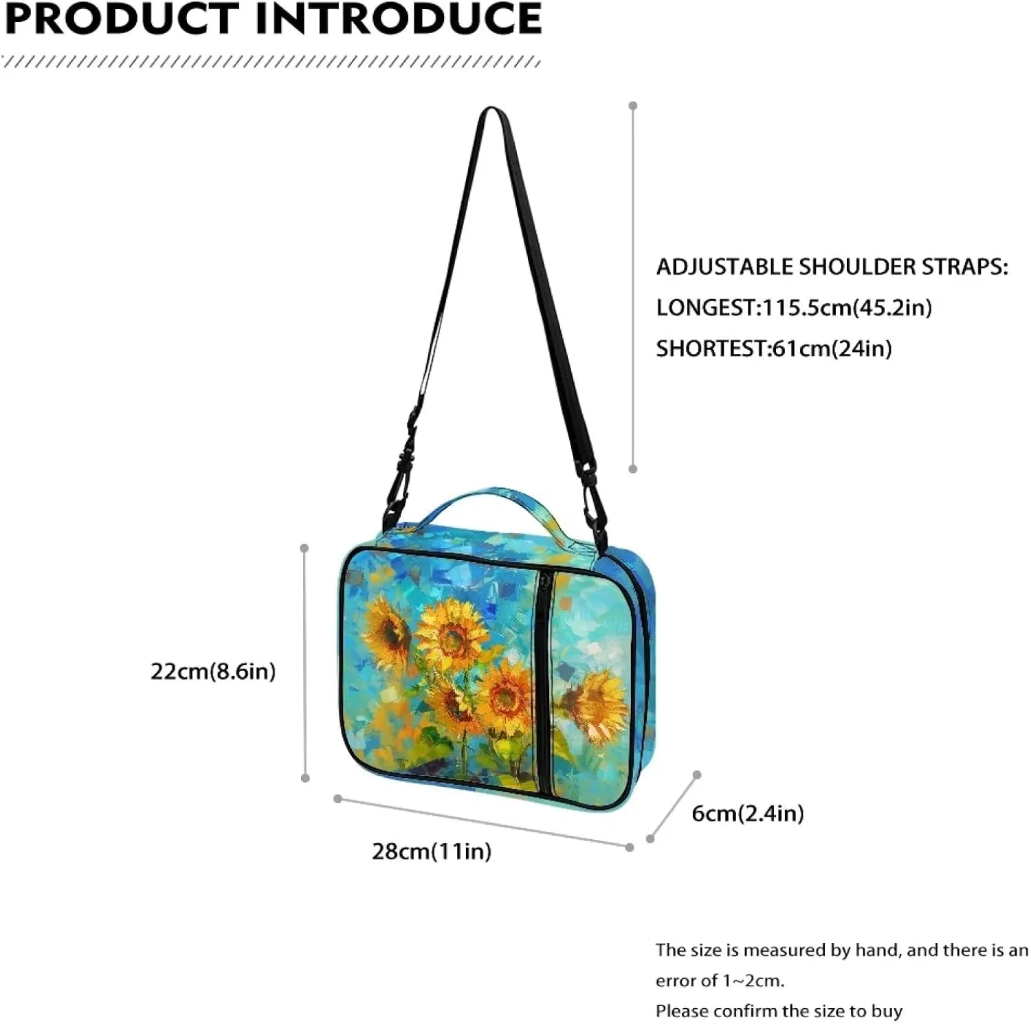 Floral Pattern Polyester Bible Case- Large Bible Cover for Women-Bible Book Cover with Shoulder Strap Zippered Pocket