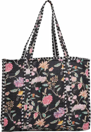 Floral Print Cotton Tote Bag Eco Friendly Sustainable Sturdy Grocery Women Shopping Market Bag Handmade Boho Quilted Daily Use Tote Bag