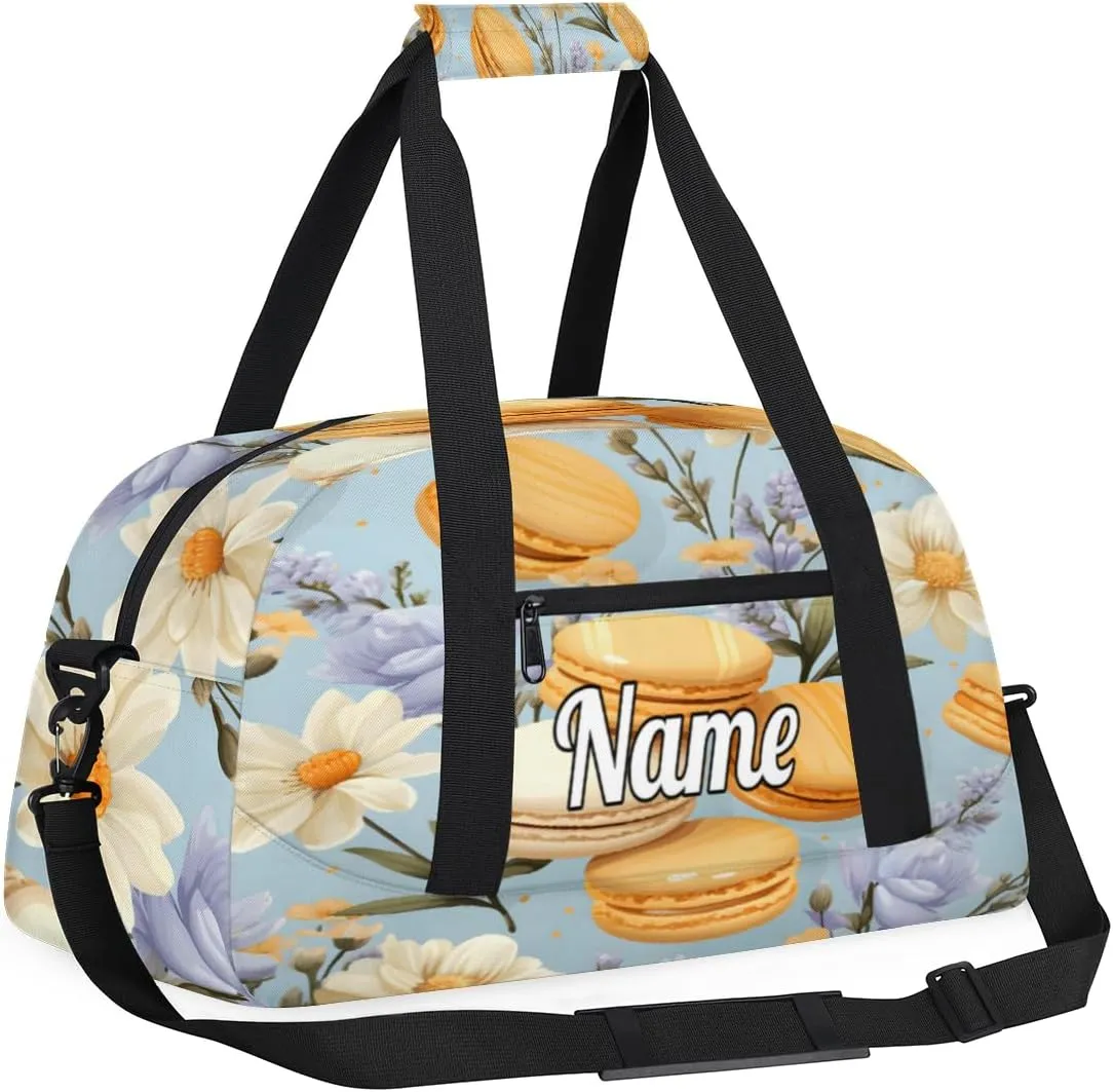 Foods Donut Theme Personalized Dance Bag for Girls Boys Sport Duffel Bag with Your Name Kids Gymnastics Travel Bags