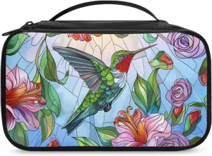 FOR U DESIGNS Quilted Cosmetic Bag with Compartments Hummingbird Print Asethetic Travel Toiletry Bags Makeup Bags for Traveling