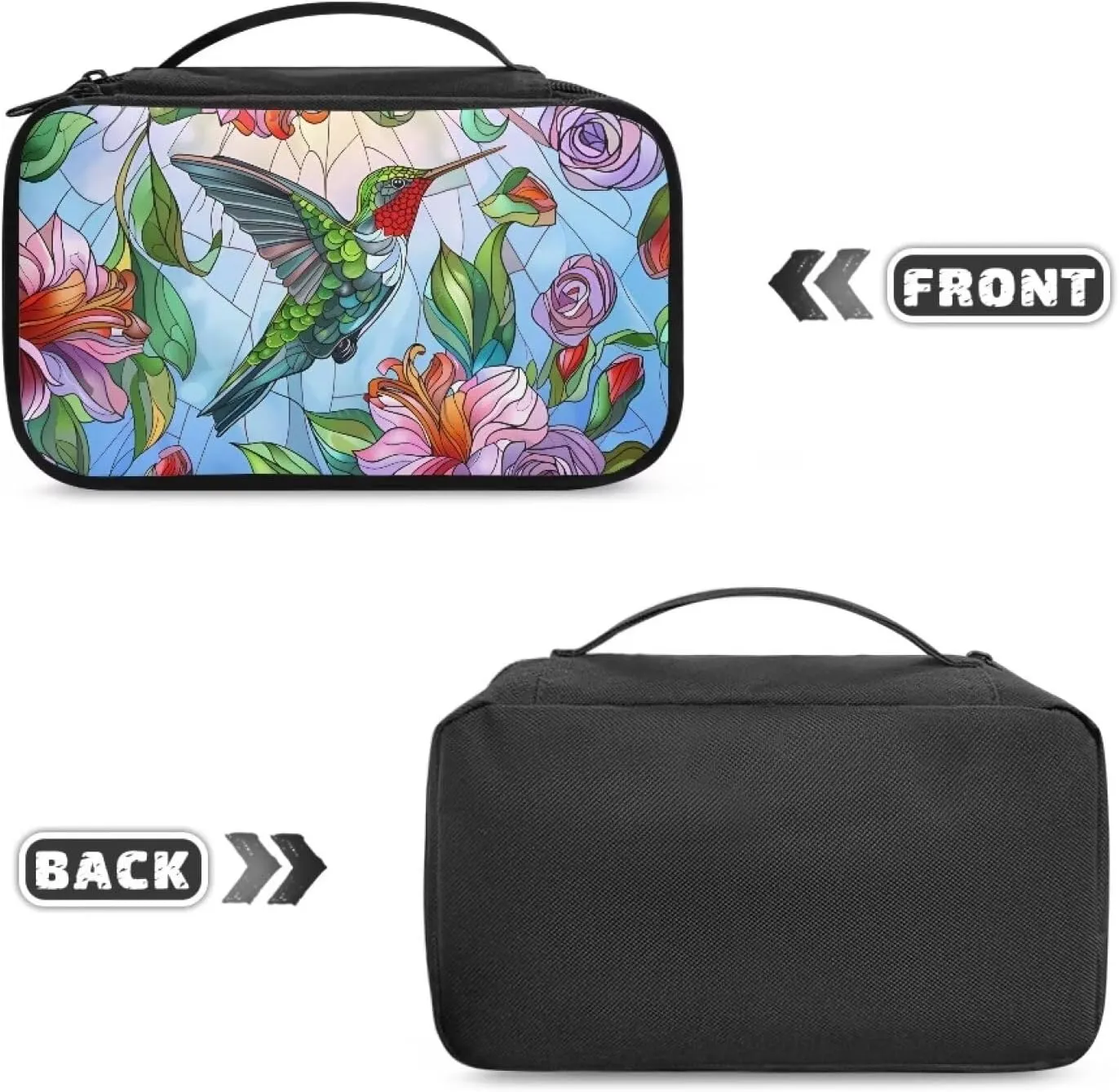 FOR U DESIGNS Quilted Cosmetic Bag with Compartments Hummingbird Print Asethetic Travel Toiletry Bags Makeup Bags for Traveling